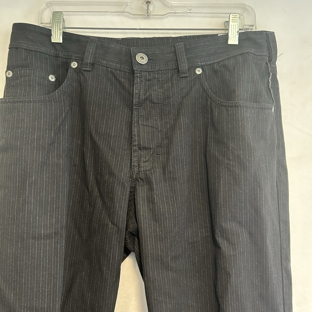Gardeur Nigel 1 Pants Mens 34x32 Black With Thin White Stripes 5Pocket Stretch - Picture 2 of 16